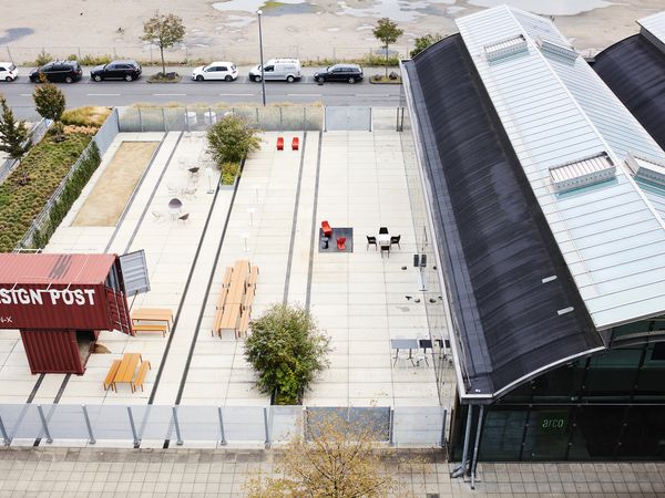 Eventlocation Design Post Köln von oben Fotografiert mit großer Outdoorarea